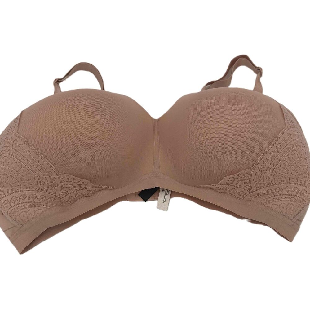 Adore Me Pink Molded Cups Lace Detail Adjustable Straps Bra Size 44DDD